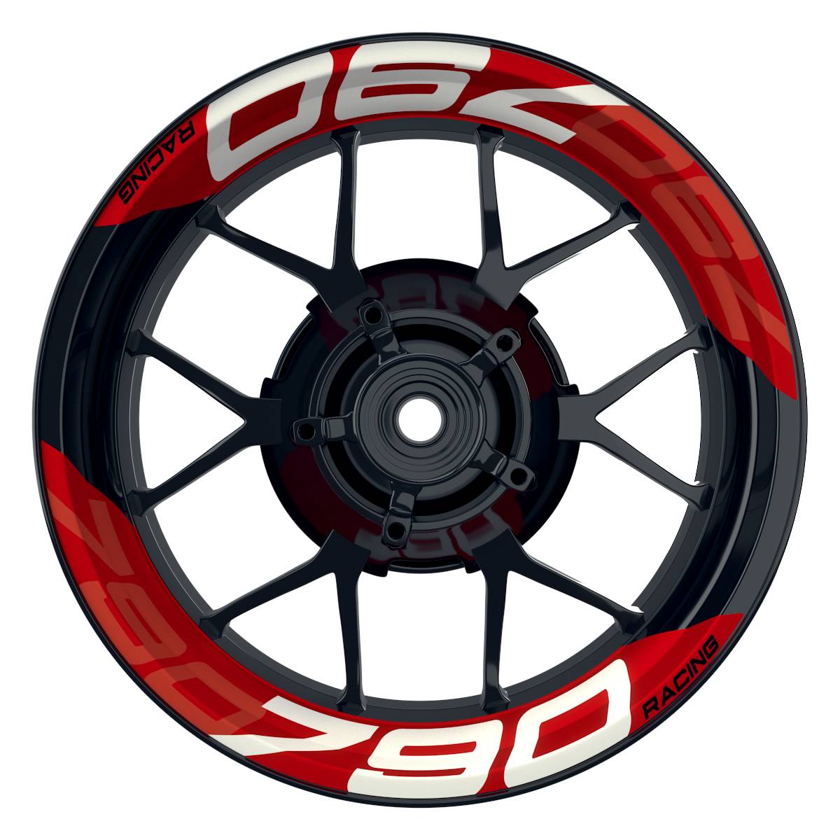 Wheelsticker Felgenaufkleber KTM Racing 790 einfarbig V2 rot Frontansicht