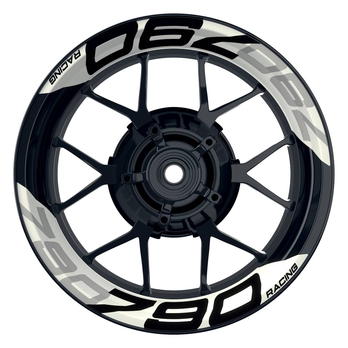 Wheelsticker Felgenaufkleber KTM Racing 790 einfarbig V2 weiss Frontansicht