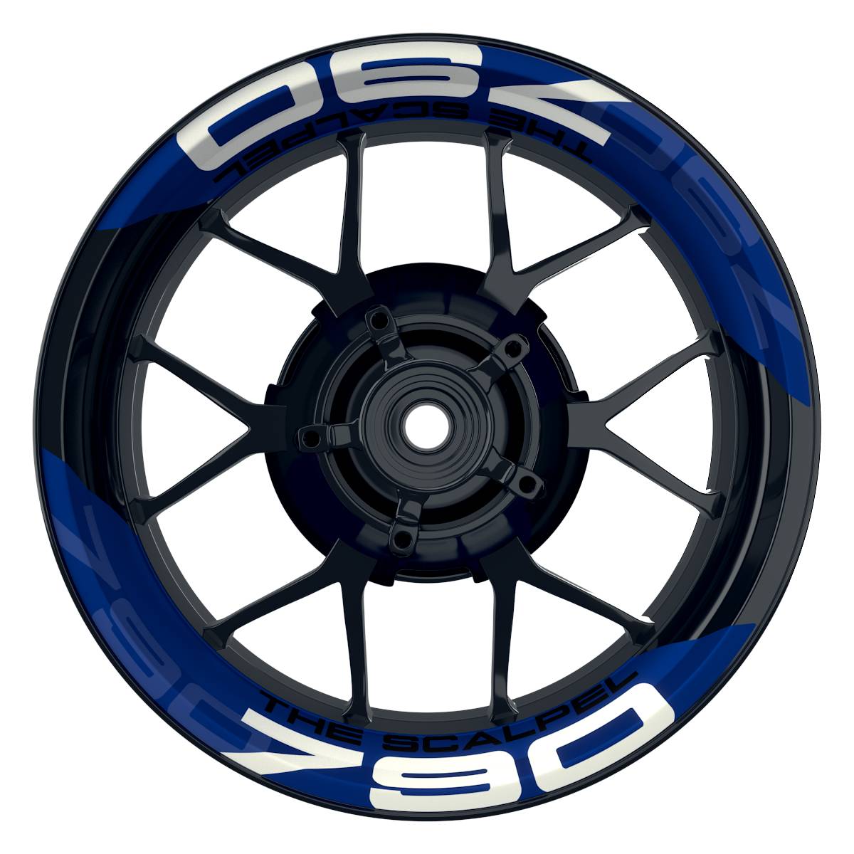 Wheelsticker Felgenaufkleber THE SCALPEL 790 Supermoto einfarbig V2 blau Frontansicht