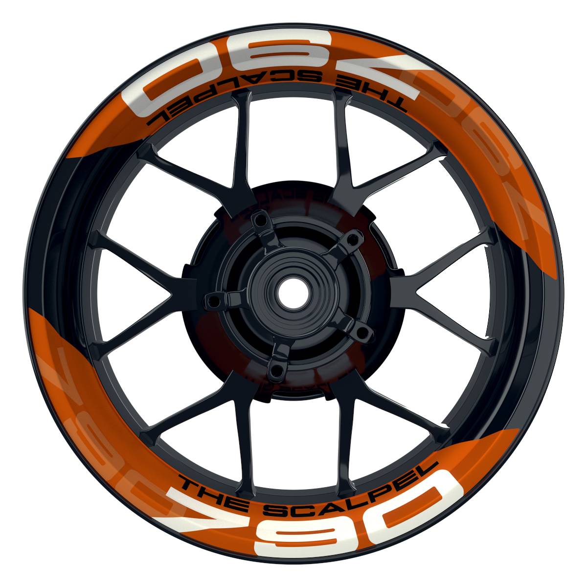 Wheelsticker Felgenaufkleber THE SCALPEL 790 Supermoto einfarbig V2 orange Frontansicht