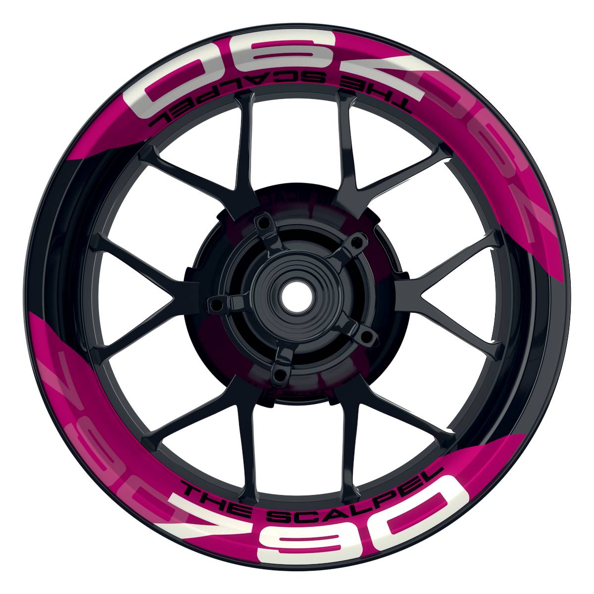 Wheelsticker Felgenaufkleber THE SCALPEL 790 Supermoto einfarbig V2 pink Frontansicht