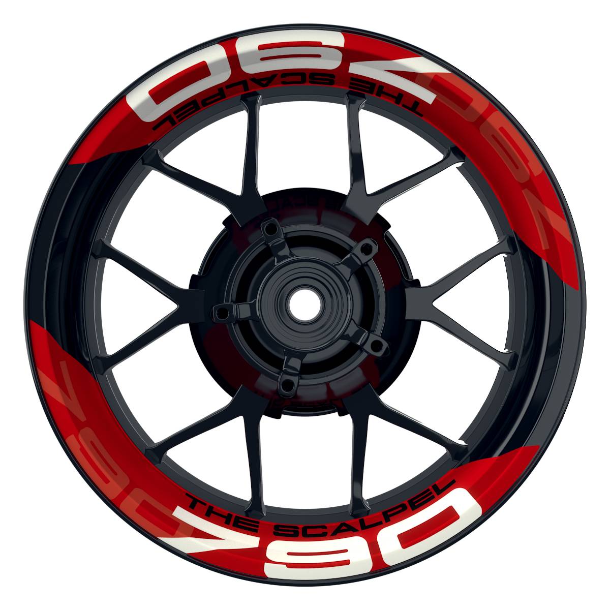 Wheelsticker Felgenaufkleber THE SCALPEL 790 Supermoto einfarbig V2 rot Frontansicht