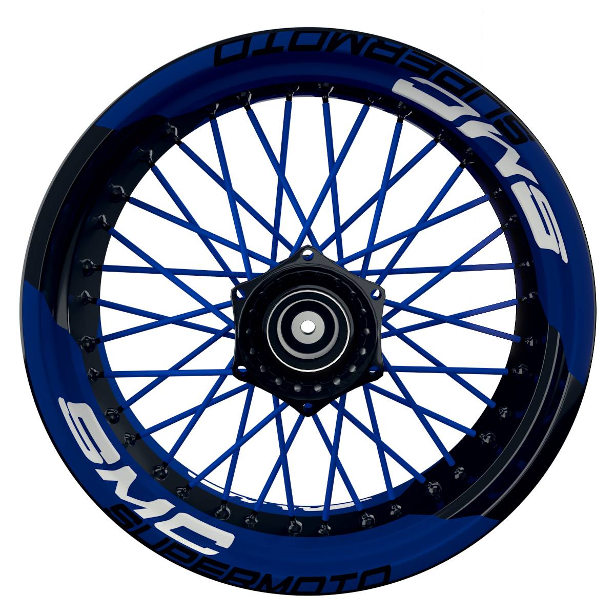 Wheelsticker Felgenaufkleber SMC Supermoto einfarbig V2 blau Frontansicht