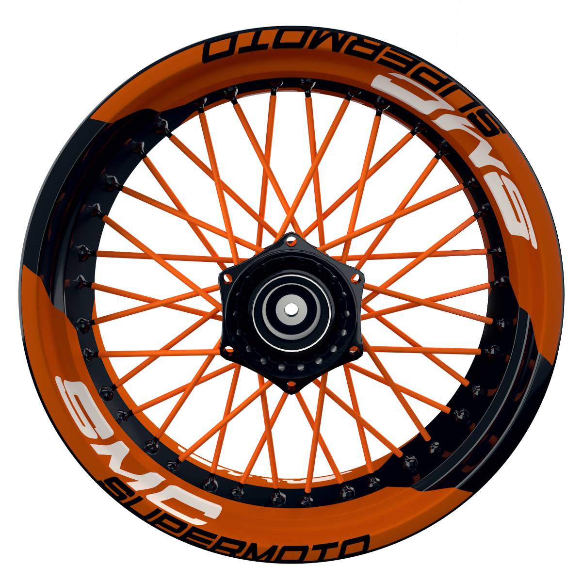 Wheelsticker Felgenaufkleber SMC Supermoto einfarbig V2 orange Frontansicht