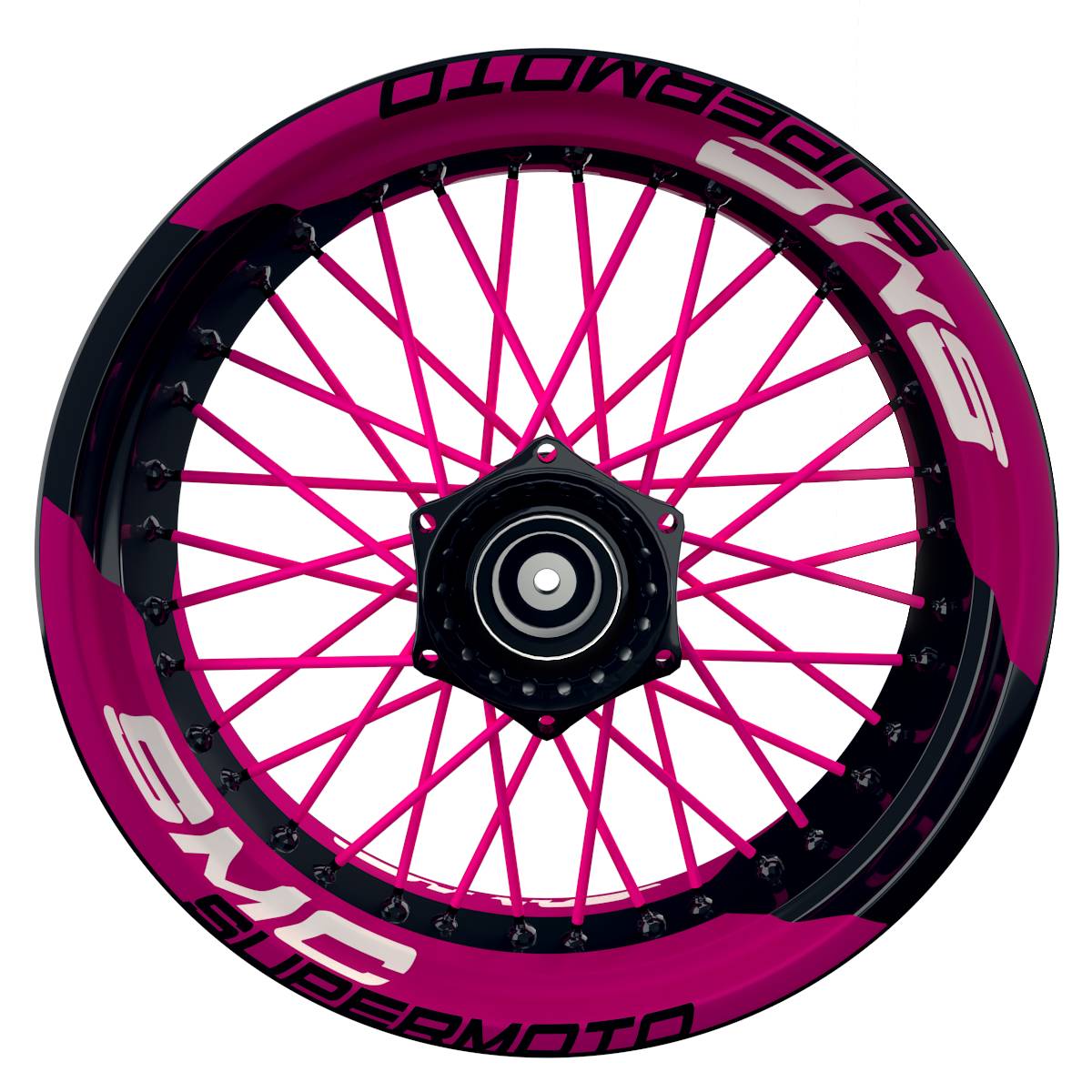 Wheelsticker Felgenaufkleber SMC Supermoto einfarbig V2 pink Frontansicht