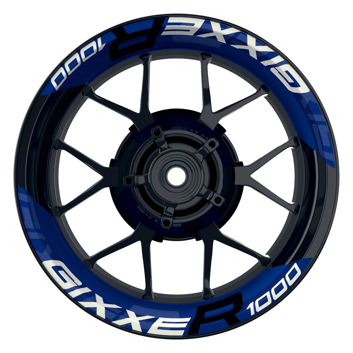 Wheelsticker Felgenaufkleber GIXXER1000 einfarbig V2 blau Frontansicht