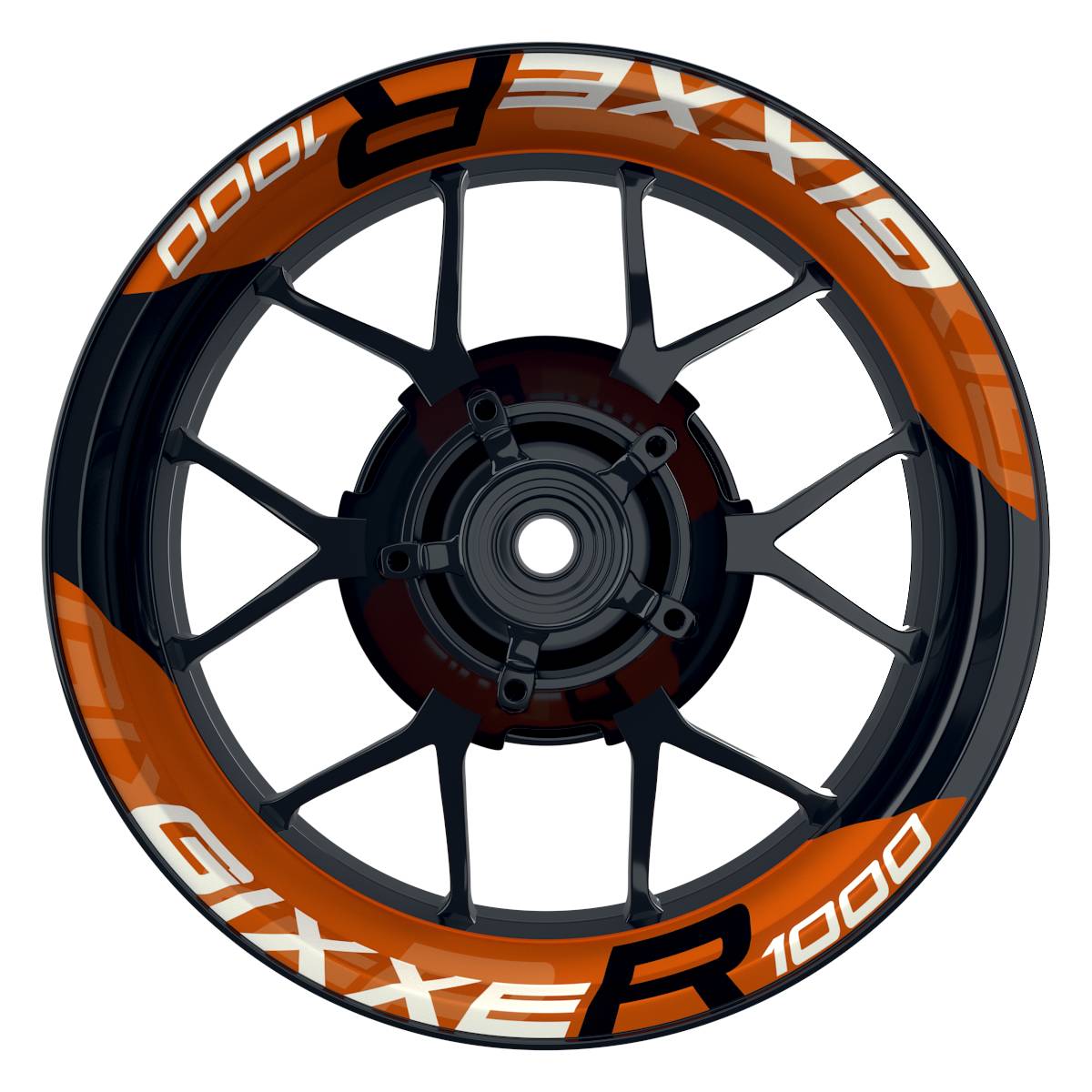 Wheelsticker Felgenaufkleber GIXXER1000 einfarbig V2 orange Frontansicht