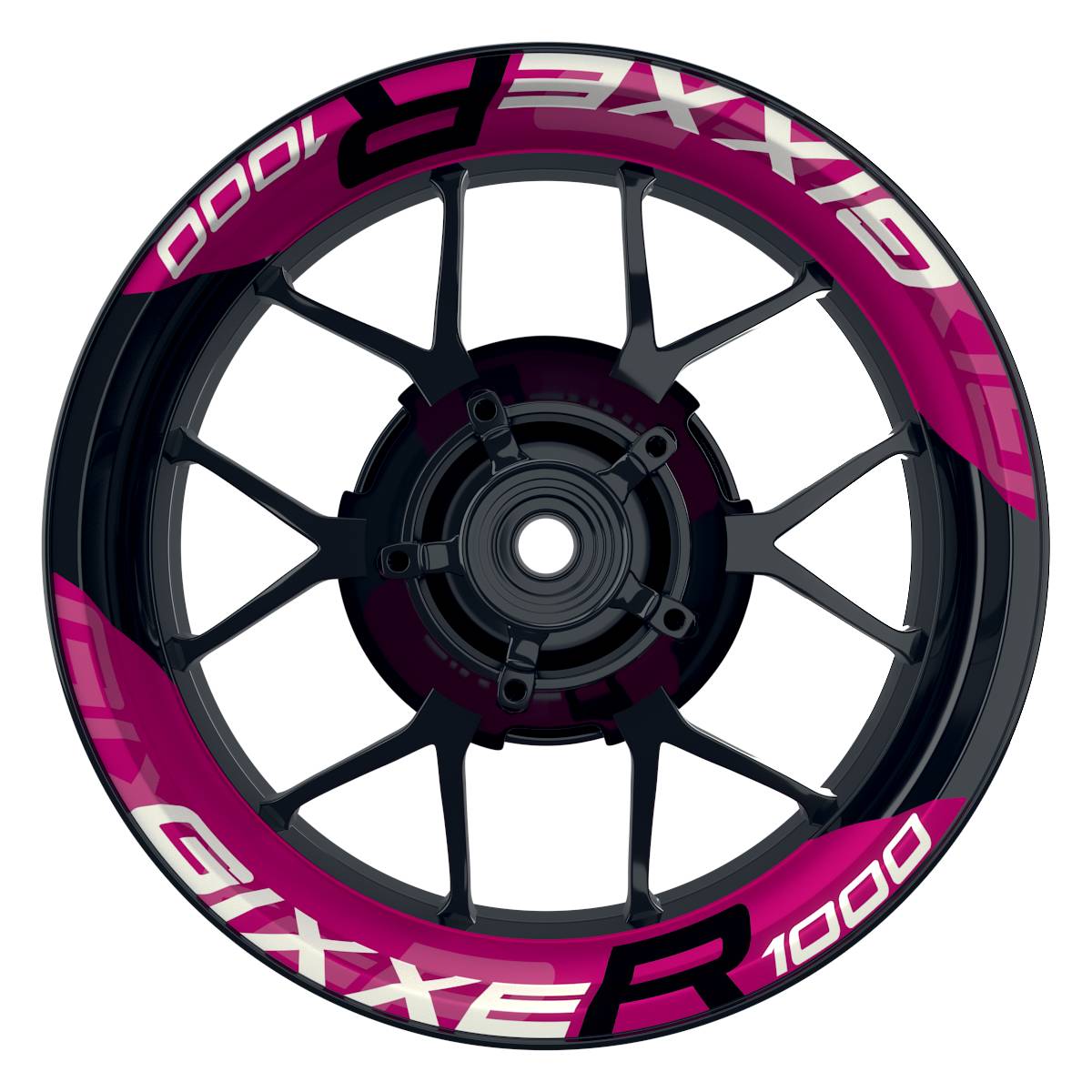 Wheelsticker Felgenaufkleber GIXXER1000 einfarbig V2 pink Frontansicht