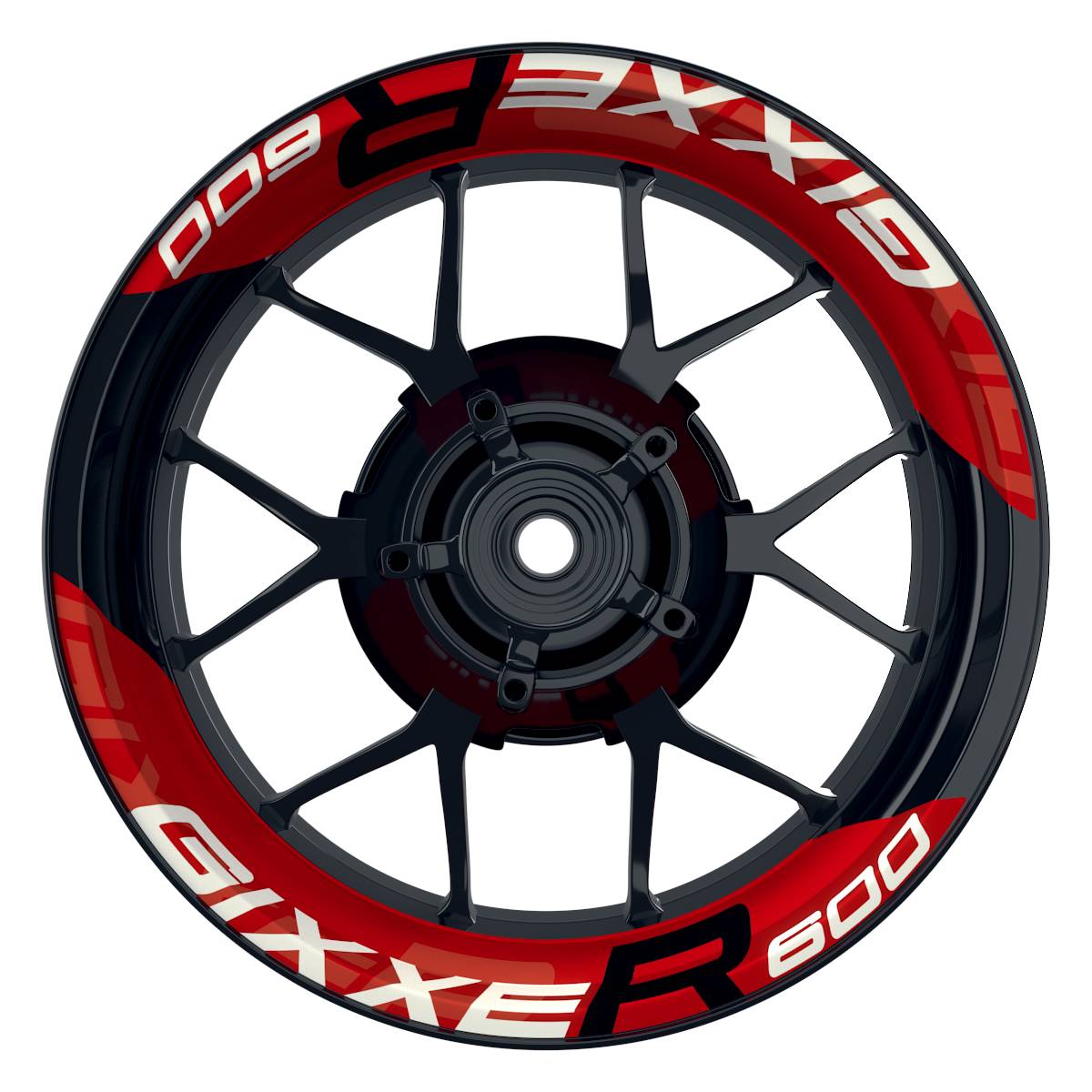 Wheelsticker Felgenaufkleber GIXXER600 einfarbig V2 rot Frontansicht