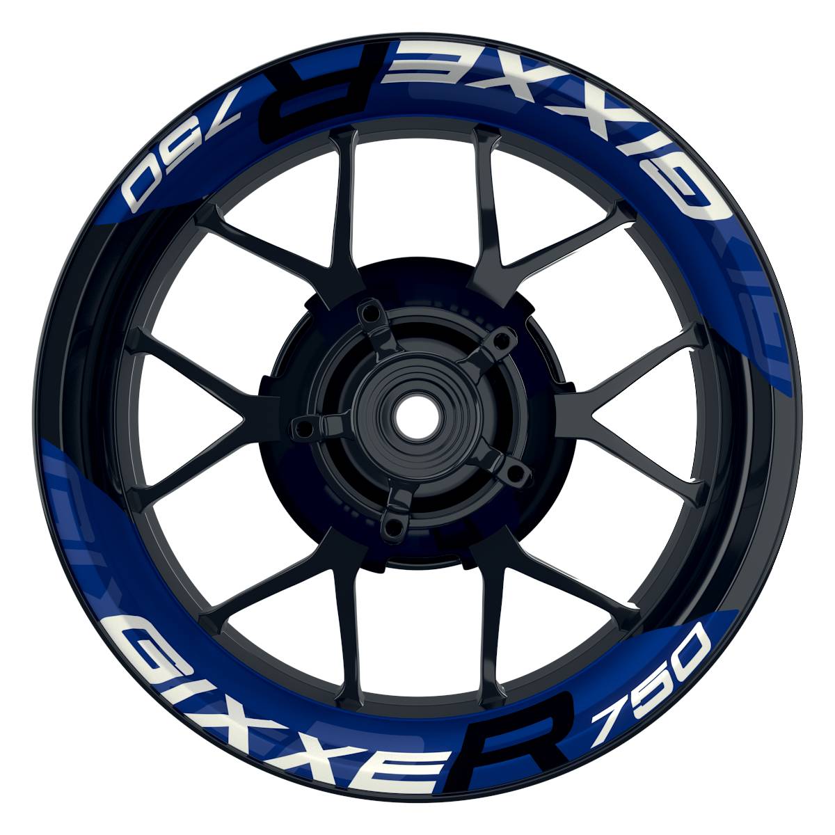 Wheelsticker Felgenaufkleber GIXXER750 einfarbig V2 blau Frontansicht