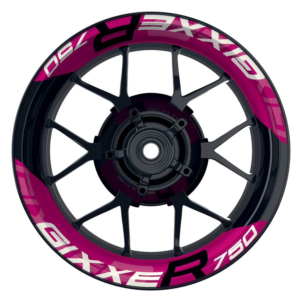 Wheelsticker Felgenaufkleber GIXXER750 einfarbig V2 pink Frontansicht
