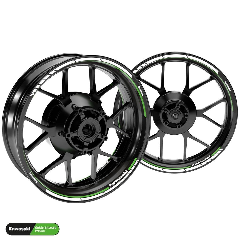 Kawasaki Clean schwarz Hinterrad komplett Premium Wheelsticker geteilt