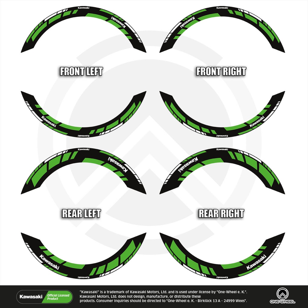 Kawasaki GRID2 V1 Komplett Set 2D Ansicht Premium Wheelsticker geteilt