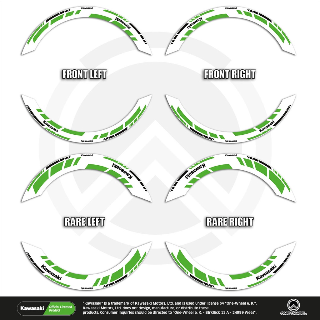 Kawasaki GRID2 V2 Komplett Set 2D Ansicht Premium Wheelsticker geteilt