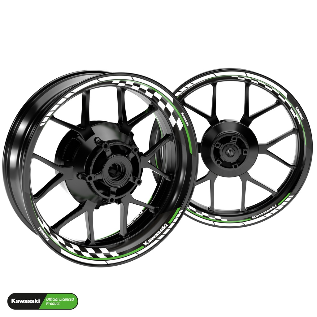 Kawasaki GRID schwarz Hinterrad komplett Premium Wheelsticker geteilt