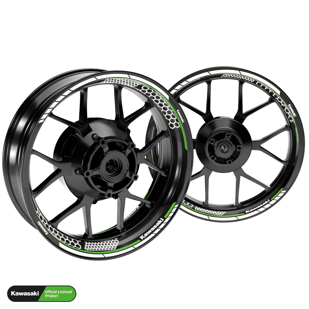 Kawasaki Hexagon schwarz Hinterrad komplett Premium Wheelsticker geteilt