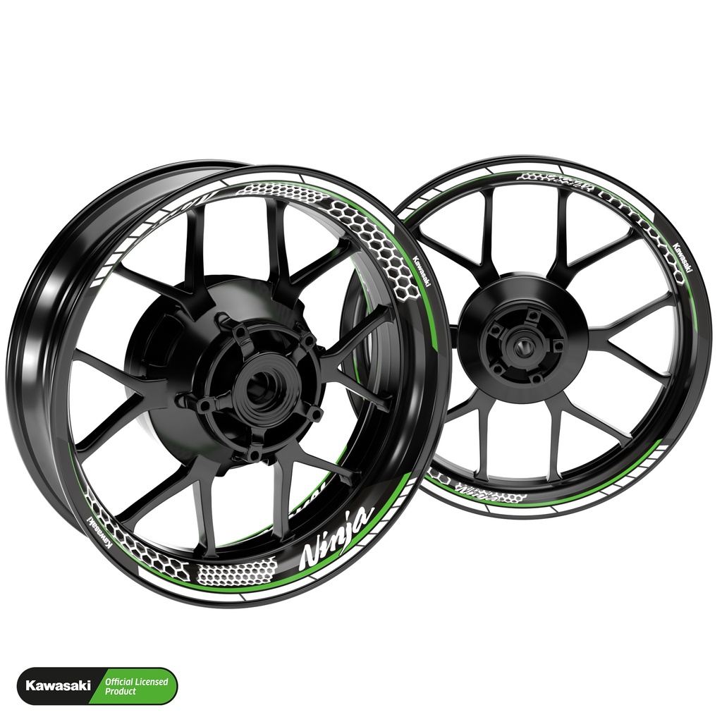 Kawasaki Ninja Hexagon schwarz Hinterrad komplett Premium Wheelsticker geteilt