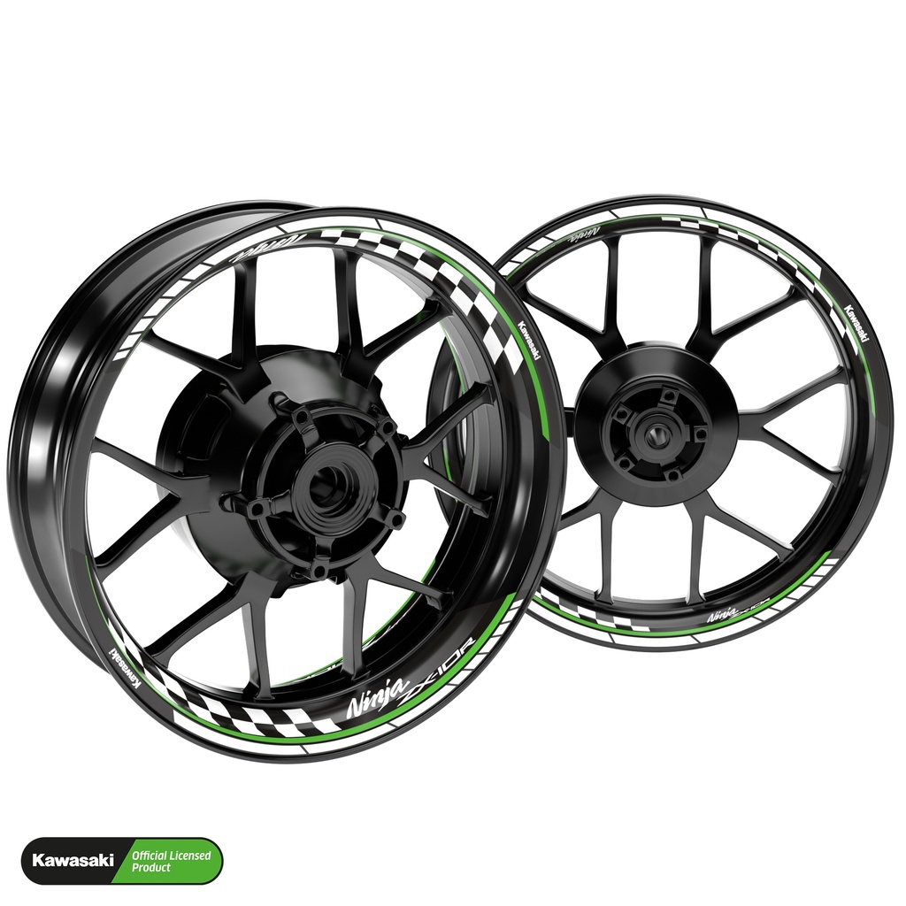 Kawasaki Ninja ZX-10R GRID schwarz Hinterrad komplett Premium Wheelsticker geteilt