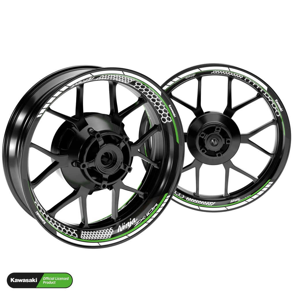 Kawasaki Ninja ZX-10R Hexagon schwarz Hinterrad komplett Premium Wheelsticker geteilt