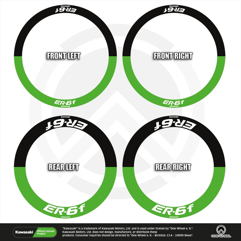 Kawasaki ER6F Felgenaufkleber Design Fifty Fifty V1