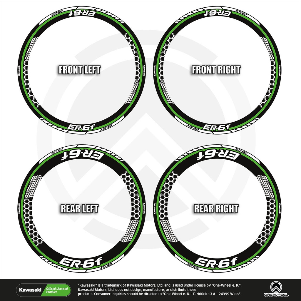 Kawasaki ER6F Felgenaufkleber Design Hexagon