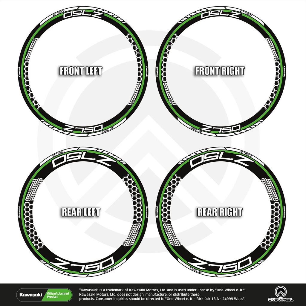 Kawasaki Z750 Felgenaufkleber Design Hexagon
