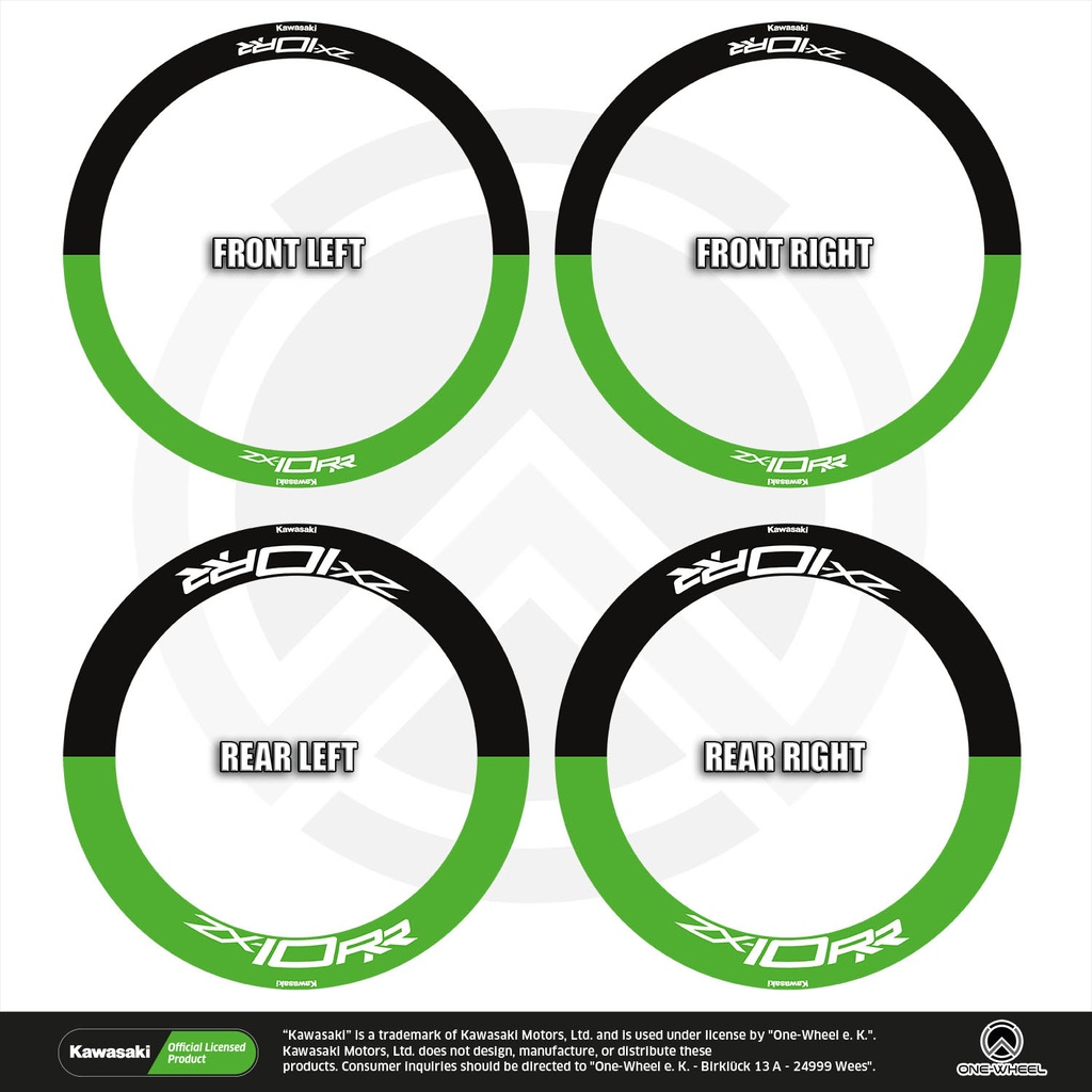 Kawasaki ZX-10RR Felgenaufkleber Design Fifty Fifty V1