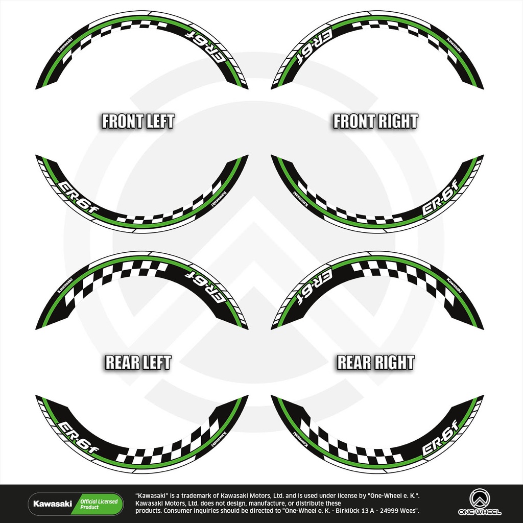 Kawasaki ER6F Felgenaufkleber geteilt Design GRID