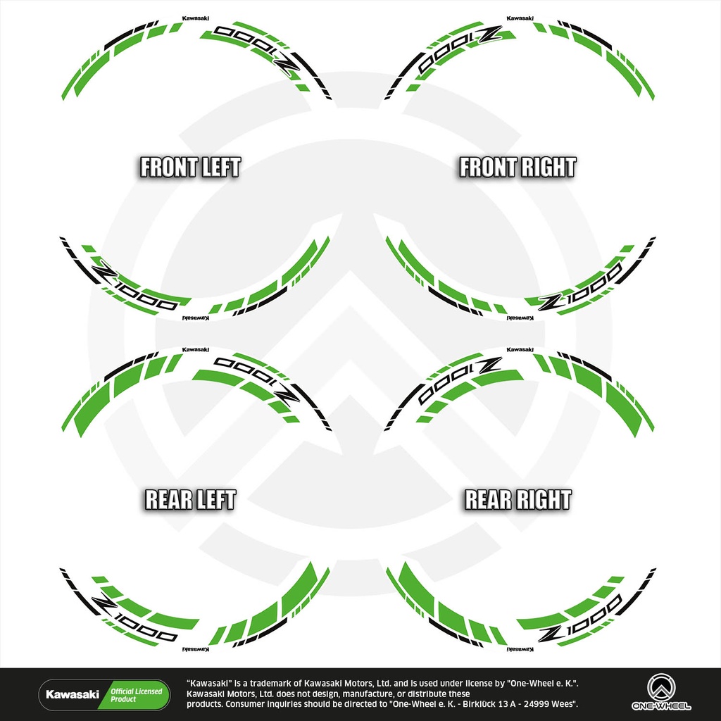 Kawasaki Z1000 Felgenaufkleber geteilt Design GRID2 V2