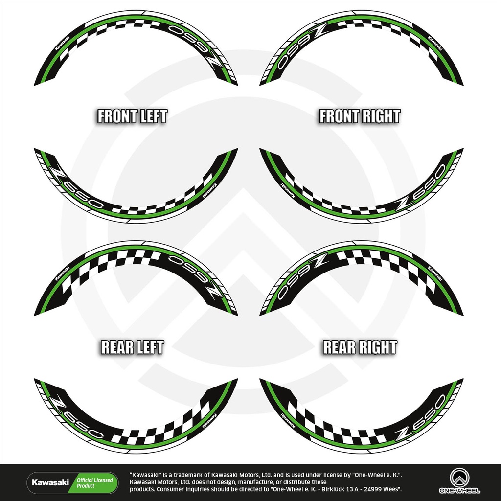 Kawasaki Z650 Felgenaufkleber geteilt Design GRID