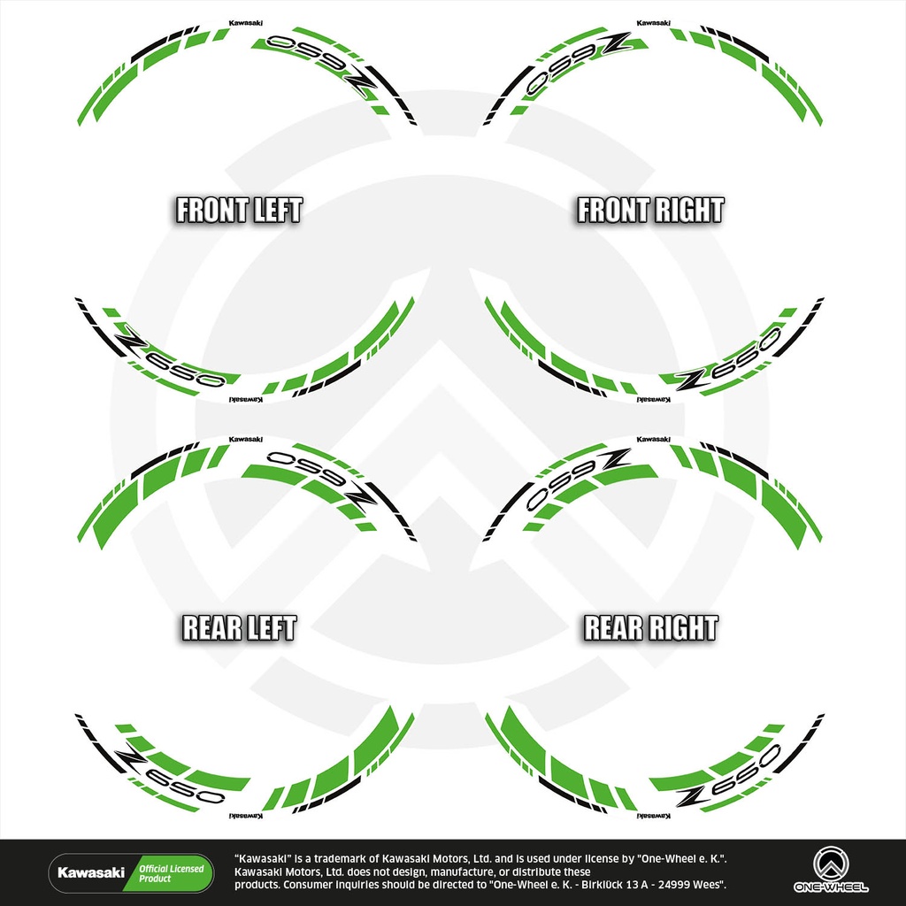 Kawasaki Z650 Felgenaufkleber geteilt Design GRID2 V2