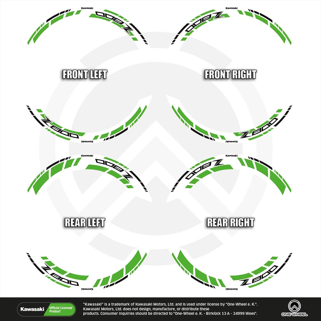 Kawasaki Z800 Felgenaufkleber geteilt Design GRID2 V2