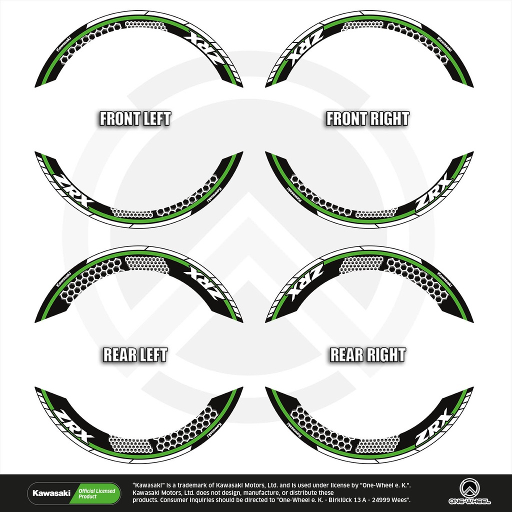 Kawasaki ZRX Felgenaufkleber geteilt Design Hexagon