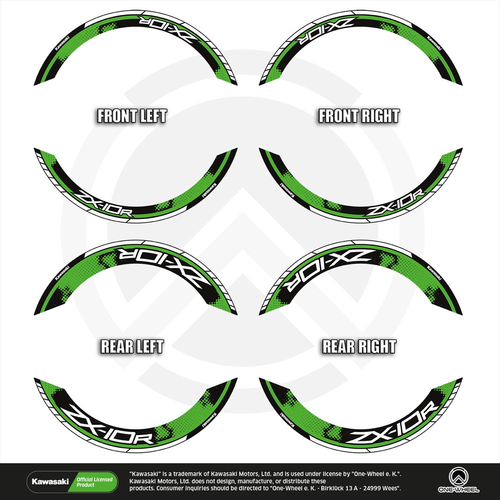 Kawasaki ZX-10R Felgenaufkleber geteilt Design Clean
