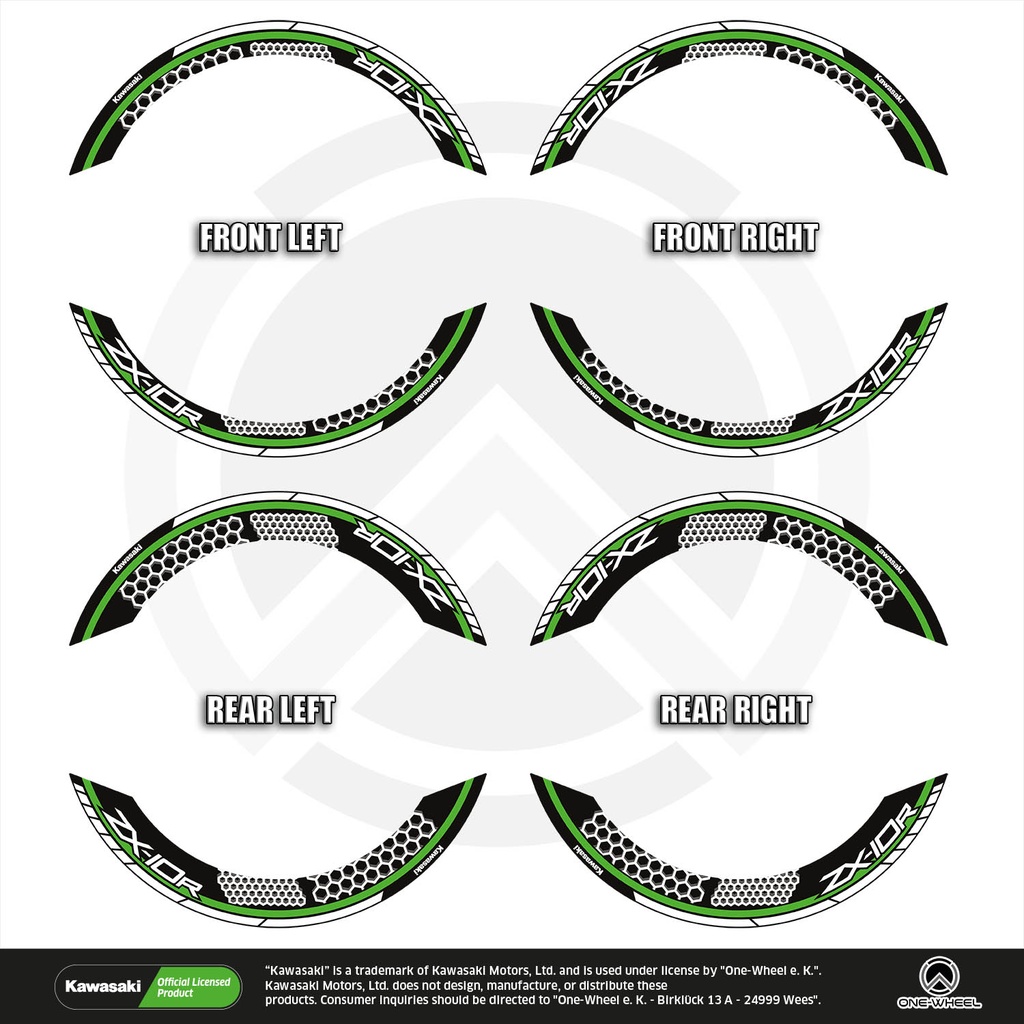 Kawasaki ZX-10R Felgenaufkleber geteilt Design Hexagon