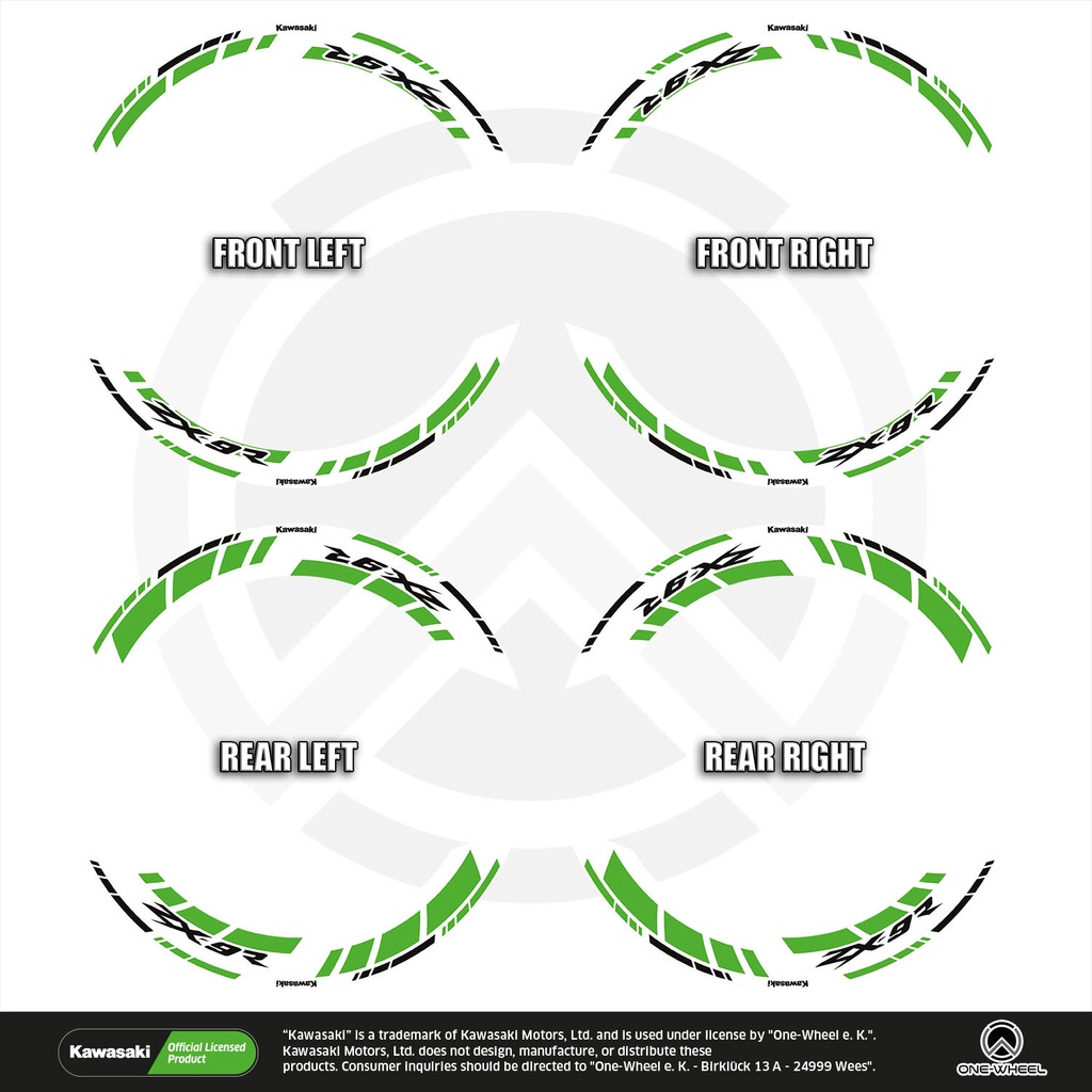 Kawasaki ZX-9R Felgenaufkleber geteilt Design GRID2 V2