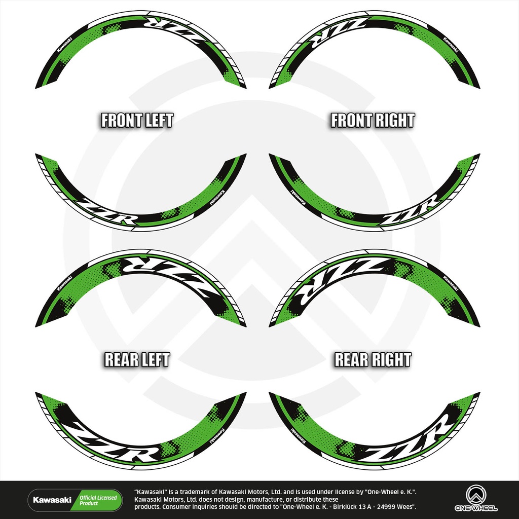 Kawasaki ZZR Felgenaufkleber geteilt Design Dots