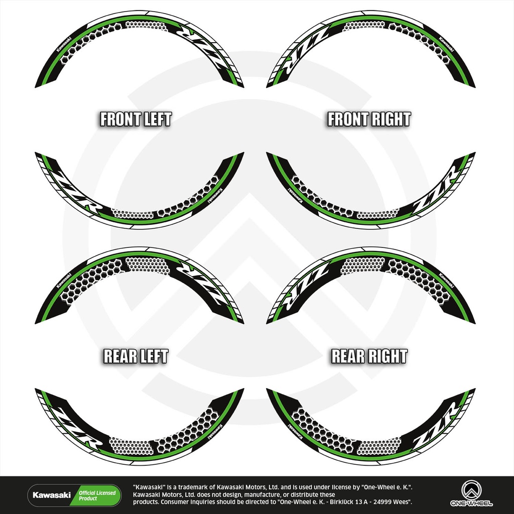 Kawasaki ZZR Felgenaufkleber geteilt Design Hexagon