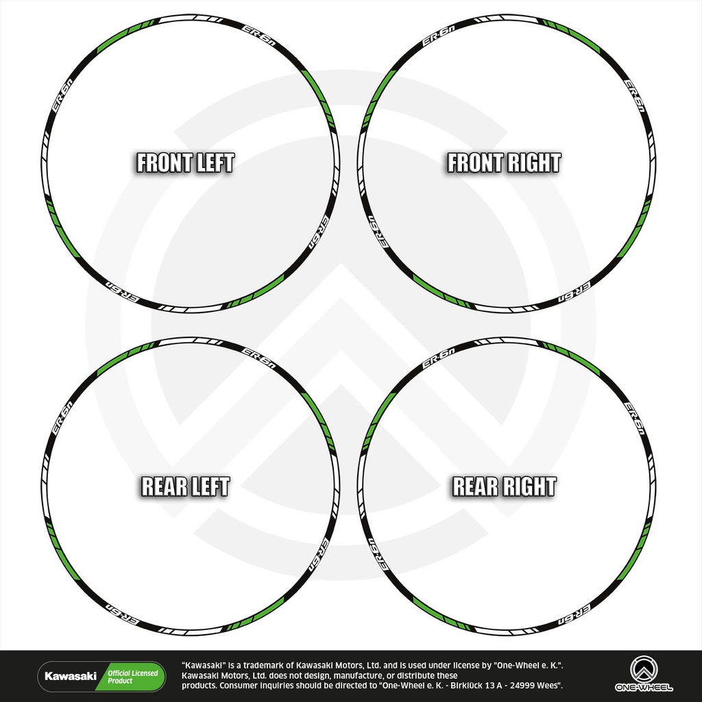 Kawasaki ER6N Felgenrandaufkleber Design V1