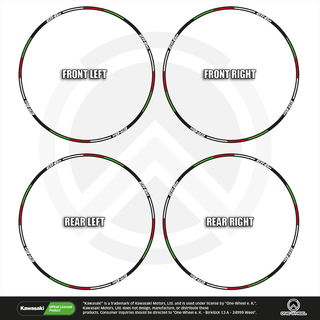 Kawasaki ER6N Felgenrandaufkleber Design V5