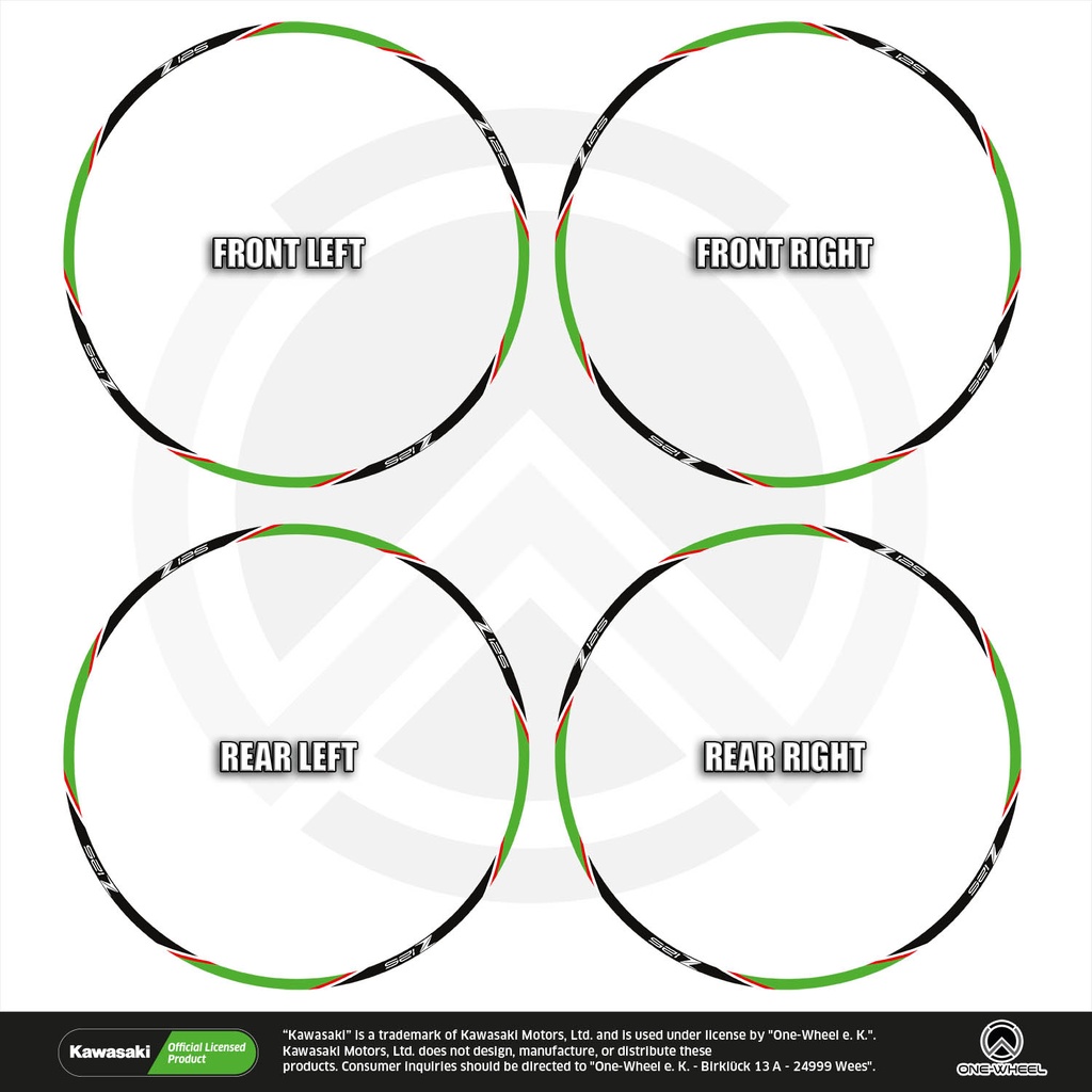 Kawasaki Z125 Felgenrandaufkleber Design V4