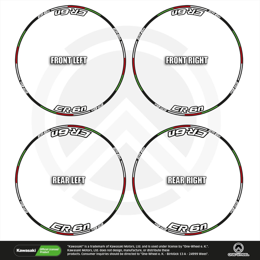 Kawasaki ER6N Felgenaufkleber Light Design V5