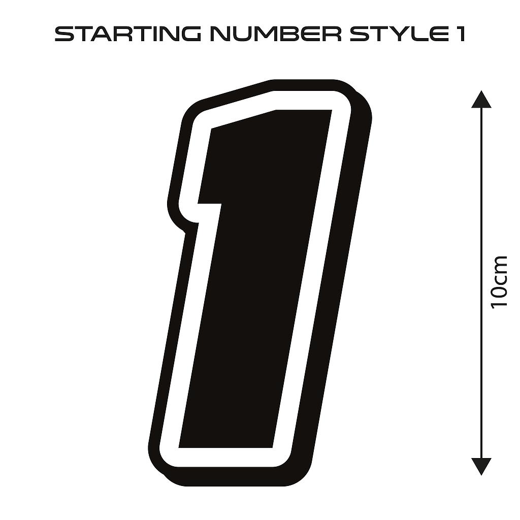 Startnummer Style1 Aufkleber 10cm hoch