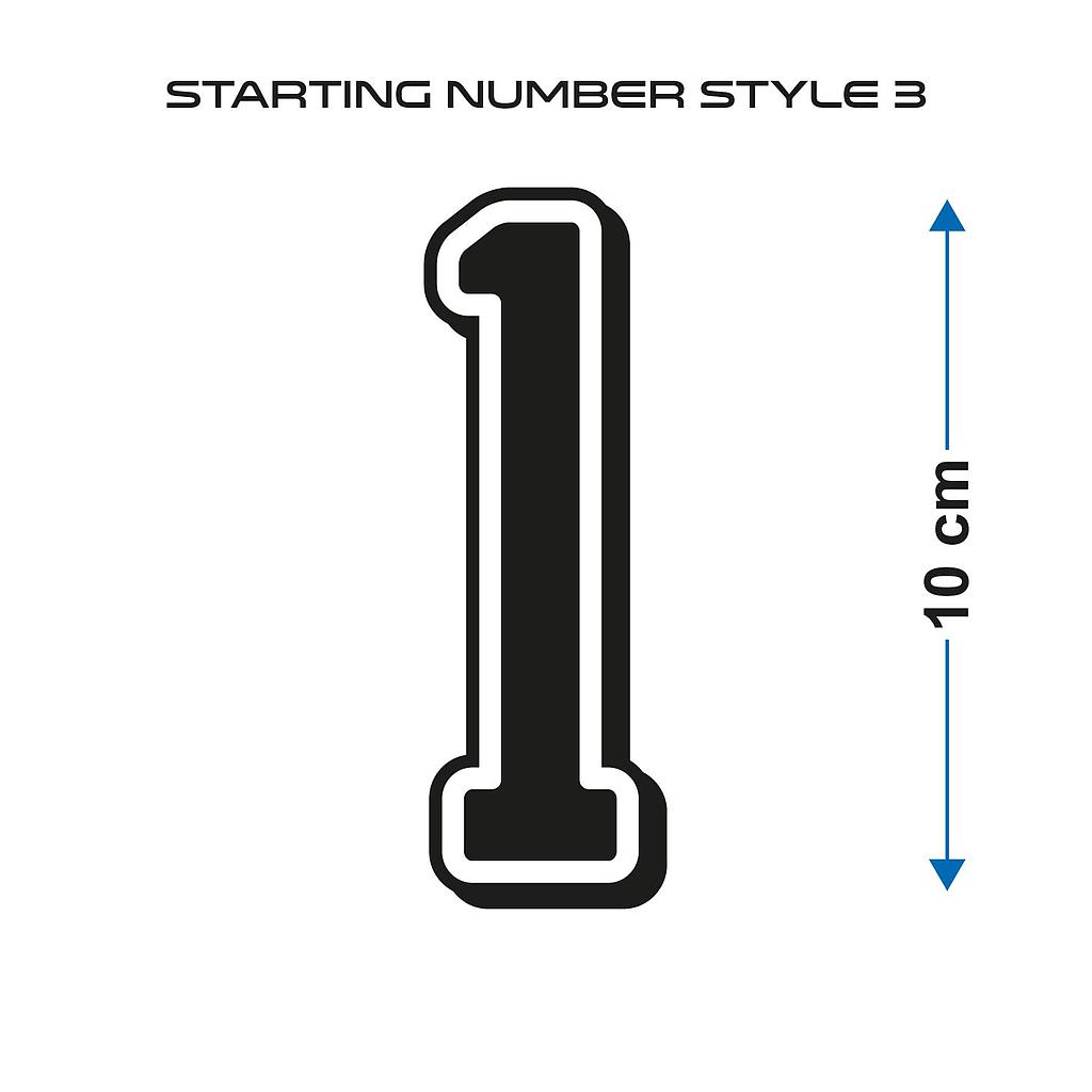 Startnummer Style3 Aufkleber 10cm hoch