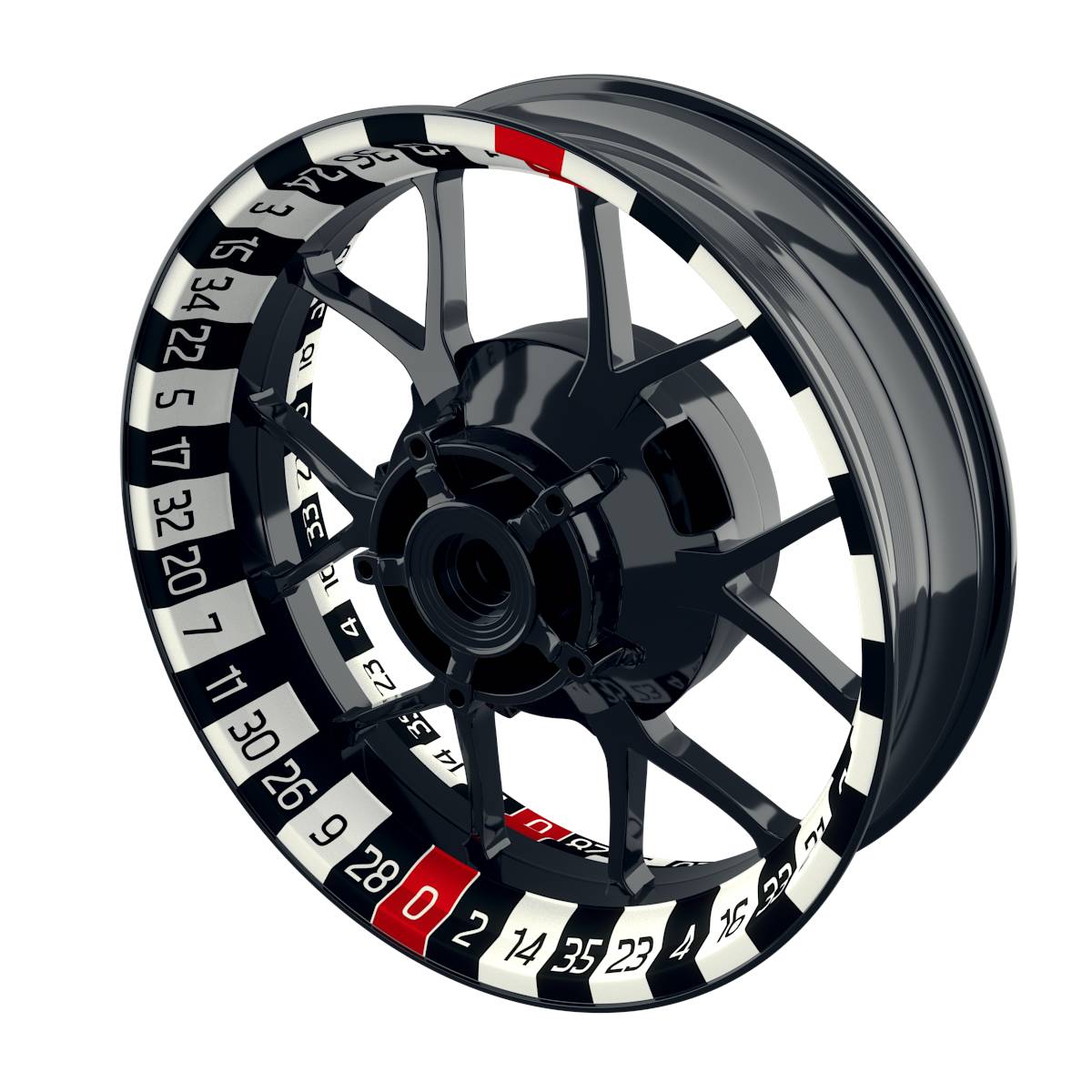 Roulette schwarz Felgenaufkleber  Wheelsticker Premium