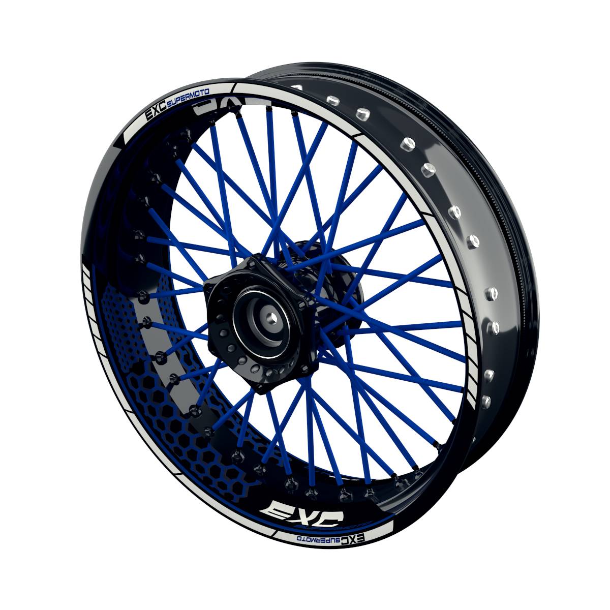 EXC Supermoto Hexagon Felgenaufkleber Wheelsticker Premium geteilt