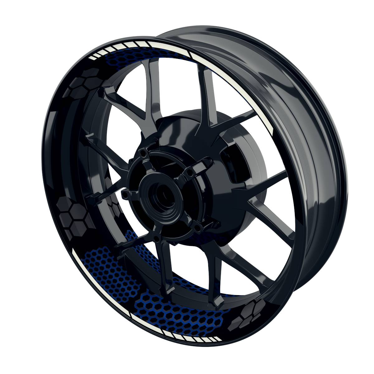 Hexagon schwarz Felgenaufkleber Wheelsticker Premium geteilt