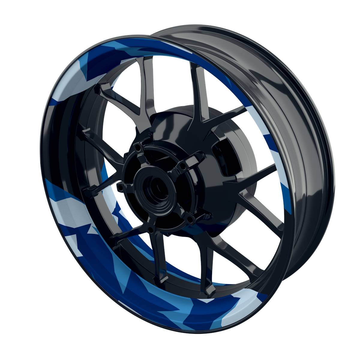Camouflage Eckig blau Felgenaufkleber Wheelsticker Premium geteilt