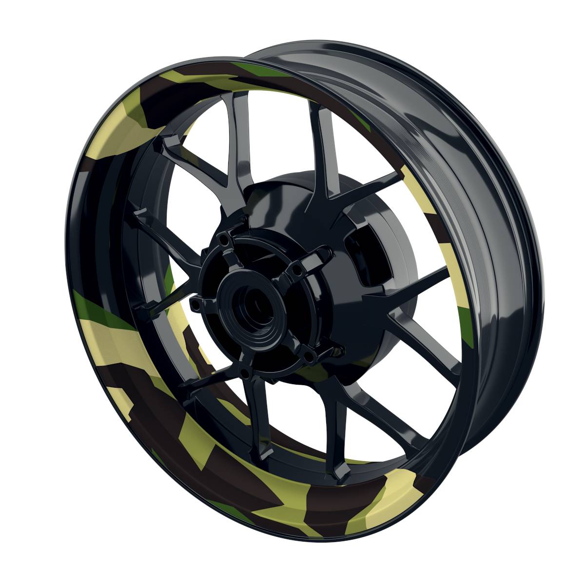 Camouflage Eckig Gruen Rim Decals Wheelsticker Premium splitted