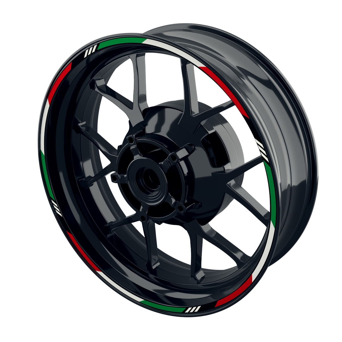 Italia Tricolor schwarz Felgenrandaufkleber Premium Wheelsticker